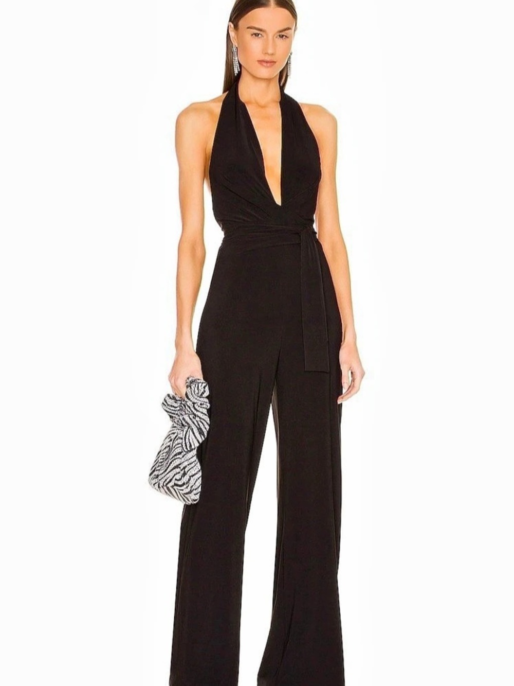 Krisa Halter neck Wide-Leg Jumpsuit_Black M